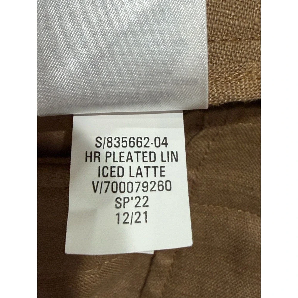 Banana Republic High Rise Pleated Linen Pants Iced Latte Brown 4 Petite